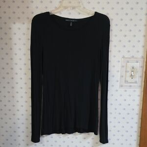 White House Black Market Fitted Black Long Sleeve Blouse
